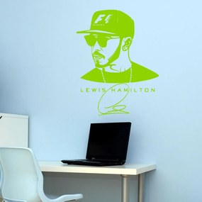 Veselá Stena Samolepka Lewis Hamilton F1 Farba: zelená, Veľkosť: 100 x 78 cm