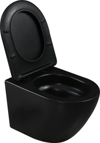 Invena Tavro, závesná misa 490x360x350 mm + WC sedadlo, QFS, čierna matná, INV-CE-71-005-Y