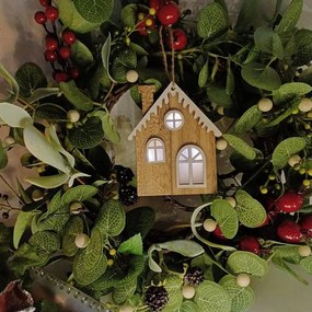 DECOLED Ornament, domček, 9 x 12 cm, drevený