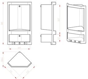 GEDY 8079 Junior dvojposchodová rohová polička, 18,9 x 38,5 x 13,9 cm, termoplast, biela
