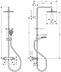 Hansgrohe Vernis Blend, Showerpipe 240 1jet s termostatom, čierna matná, HAN-26426670