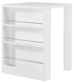 Barový stôl Bilbao - biely lesk / oceľ