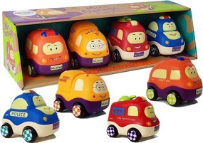 LEAN Toys Sada autíčok, polícia a sanitka, pre bábätká s pohonom, 4 ks