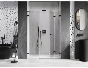 Mexen Lunar-F, pravé skladacie sprchové dvere 110 cm, 8mm číre sklo, čierny matný profil, 836S-110-050-70-00-P