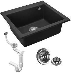 Rea West XL, 1-komorový kuchynský drez 600x500x220 mm, čierna škvrnitá, ZLE-00116