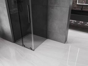 Mexen Velar, sprchový kút s posuvnými dverami 100 x 100 cm, 8mm šedé sklo, brúsený grafit, 871-100-100-41-95