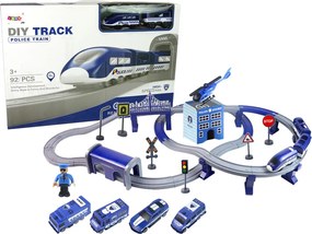 LEAN Toys Súprava mestský policajný vlak modrý 203 km/h