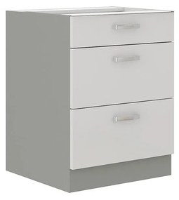 Dolná skrinka so zásuvkami Multiline 60 D 3S BB, Farby: šedý / biely lesk