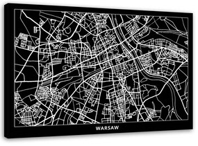 Obraz na plátně Varšava Mapa města - 120x80 cm