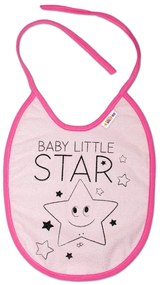 Nepromokavý podbradník, 24 x 23 cm Baby Nellys veľký Baby Little Star - ružová