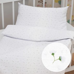 Biante Detské bavlnené posteľné obliečky do postieľky Sandra SA-424 Drobné kvietky na bielom Do postieľky 100x135 a 40x60 cm