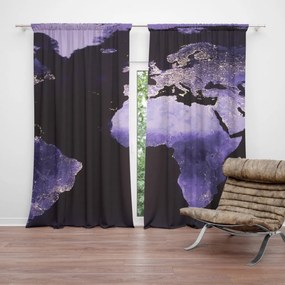 Sablio Záves Světelná Mapa sveta: 2 ks 140x250 cm