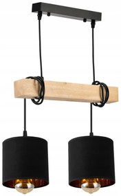 BERGE Závesné stropné svietidlo LED drevený trámový 2xE27 Luster Loft Lampshade Gold
