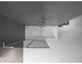 Mexen Velar L, 2-krídlová posuvná vaňová zástena 110 x 150 cm, 8mm šedé sklo, chrómový profil, 896-110-003-41-01