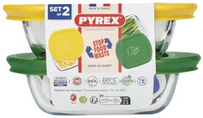 Pyrex Súprava sklenených dóz štvorcových 2 ks, 0,3 l