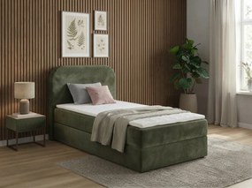 Čalúnená posteľ boxspring FORENA 90x200 cm tmavozelená Matrac: Bonell pružinová matrac