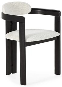 Biele/čierne čalúnené jedálenské kreslá v súprave s podrúčkami 2 ks Eiden – MOME