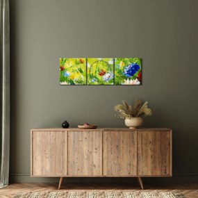 Obraz rozkvitnutej lúky, olejomaľba (s hodinami) (90x30 cm)