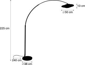 Moderná oblúková lampa čierna s orientálnym tienidlom a bambusom 50 cm - XXL Rina