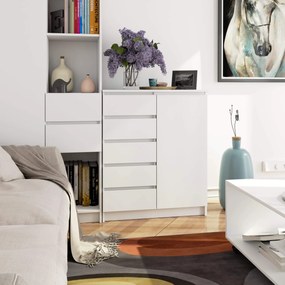 Komoda JERRY 80 cm 1 dveře 5 zásuvek bílá