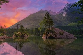 Samolepiaca fototapeta západ slnka nad horskou krajinou