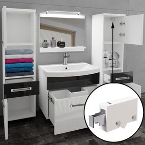 Kúpeľňový nábytok Belini Premium Full Version biely lesk + umývadlo + zrkadlo + LED osvetlenie Glamour 81