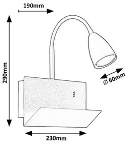 Rabalux 71090 - Nástenná lampa s poličkou TACITO 1xGU10/25W/230V biela