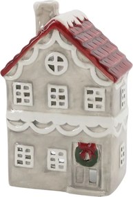Sivý keramický domček na čajové sviečky Chamonix – 10,5*7*16 cm