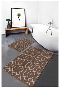 Hnedé zamatové kúpeľňové predložky v súprave 2 ks 60x100 cm – Mila Home