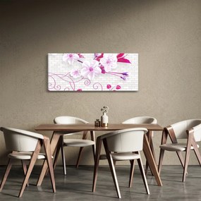 Obraz vetvičky s kvetmi (120x50 cm)