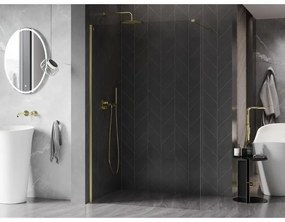 Mexen, Mexen Kioto-X sprchová stena 80 x 200 cm, priehľadná 10 mm, zlatý kartáč - 800-080-101-55-00-X