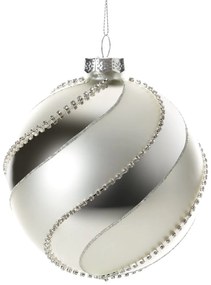 SKLENENÁ VIANOČNÁ BANKA NA STROMČEK SADA 4 KS (FI) 10 CM STRIEBORNÁ