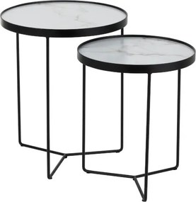 Set 2 odkladacích stolíkov v marble dizajne Helaine - Ø 45 * 55 cm