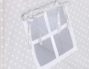 Bobono Stan Teepee pre deti + ozdobné perie - Biele bodky na sivej farbe