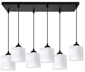 Závesné svietidlo Riffle Square, 6x biele sklenené tienidlo, b