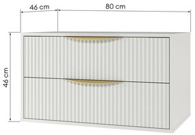 Závěsná skříňka pod umyvadlo Avila s deskou 80 cm bílá/zlatá