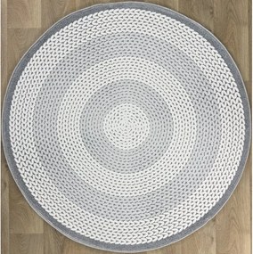 TA Koberec 250371N-1 BARI PRINT bielo-sivý okrúhly Rozmer: 120x120 cm