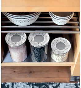 STEFANPLAST Súprava 3 okrúhlych dóz Tosca, transparetná/svetlo sivá