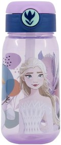 Plastová fľaša na pitie so slamkou a viečkom Ľadové kráľovstvo - Frozen - 510 ml