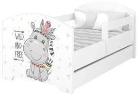 Detská posteľ "Hrošík" , Rozmer 140x70 cm, Farba biela, Matrace bez matraca