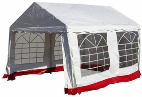 Garthen 391 Záhradný párty stan - biely s červeným lemom 3 x 4 m