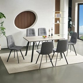 Jedálenský set 6x stolička + stôl Catini LANDON sivá/tm. sivá