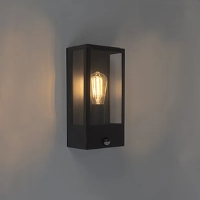 Vonkajšia nástenná lampa čierna s pohybovým senzorom IP44 - Rotterdam
