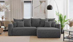 Rohová sedačka Baria (P) (tmavosivá). Akcia -20%. Vlastná spoľahlivá doprava až k Vám domov. 1133092