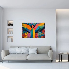 Obraz - Abstraktný anjel s kvetmi (90x60 cm)