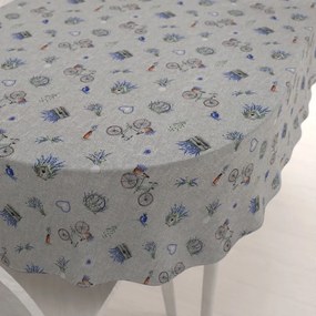 Biante Dekoračný oválny obrus PML-097 Levandule a bicykle na sivom režnom 100x140 cm