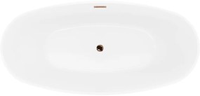 Mexen Lira, voľne stojaca vaňa, vzor, 170 × 80 cm, biela lesklá, ružové zlato prepad, 52831708000-60