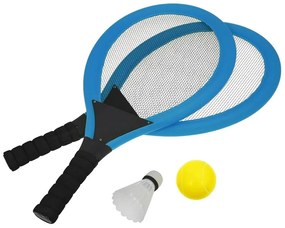 RULYT® Set na plážové hry tenis/bedminton 2xraketa, soft loptičiek, badm. Košík, modrá