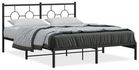 Kovový rám postele s čelom čierny 150x200 cm 376228