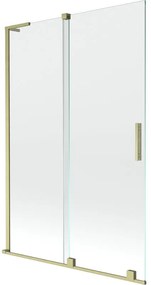 Mexen Velar L, 2-krídlová posuvná vaňová zástena 120 x 150 cm, 8mm číre sklo, zlatý matný profil, 896-120-003-01-55